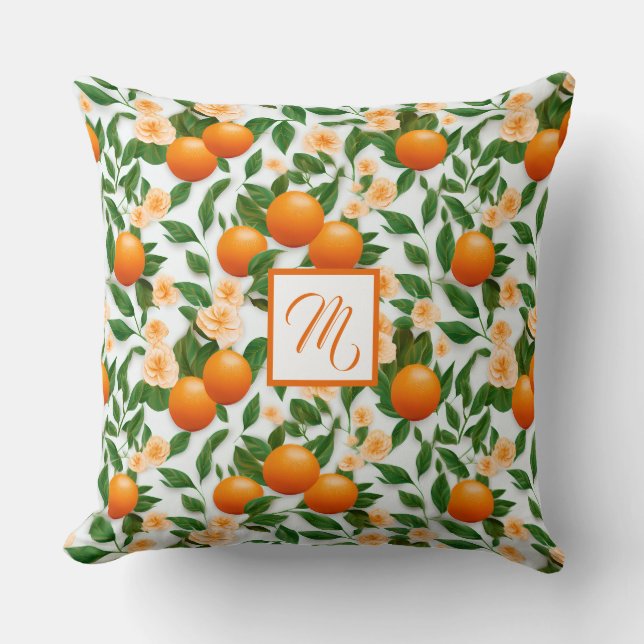 Almofada Na moda Monogramas Valencia - Decoração Laranja (Frente)