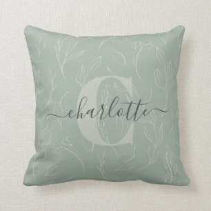Almofada Na moda Rustic Sage Green Botanic Name