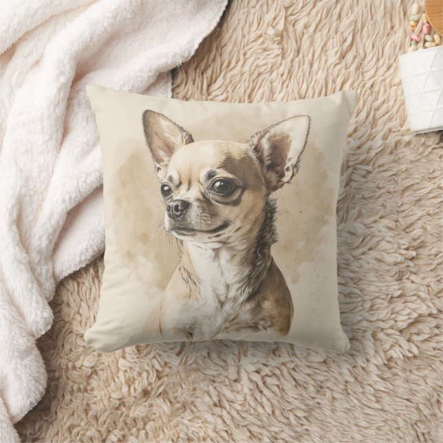Almofada Na moda Short Hired Tan Chihuahua Throw Cushion (Cobertor)