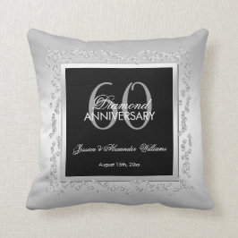 Almofada Na moda Silver Diamantes 60º Aniversário de Casame