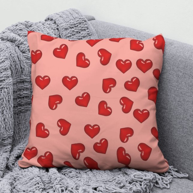 Almofada Na moda vermelho corações em rosa (Criador carregado)