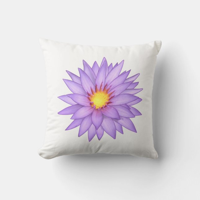 Almofada Na moda Violet Water Lily Flower on White (Frente)