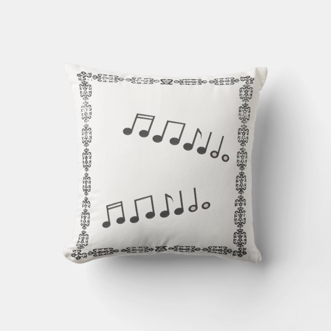 Almofada Na moda White Black Musical Notes Frame Cushion (Frente)