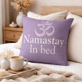 Almofada Namastay In Bed Yoga Lavender purple white Funny