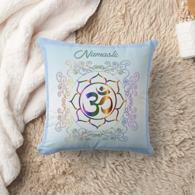 Almofada Namaste Aum (Om) Lotus Prismatic Ornamental (Cobertor)