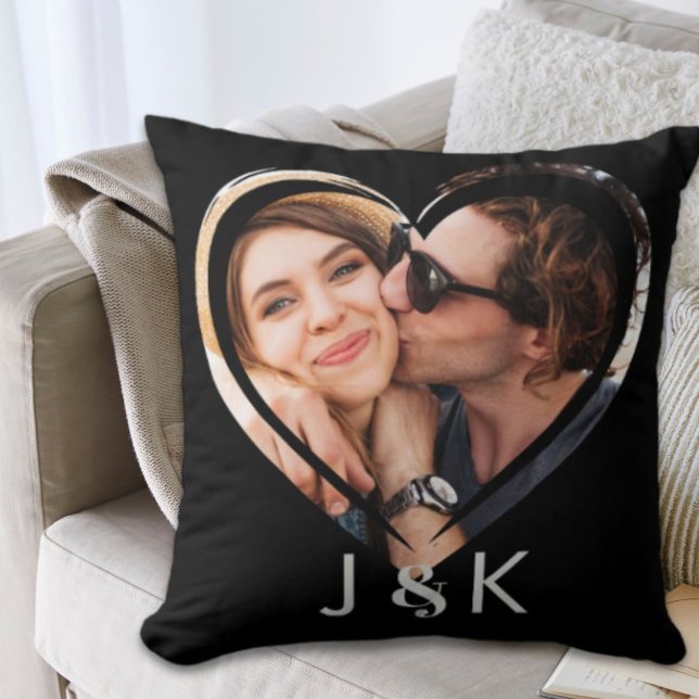 Almofada Namorada Namorado Colagem de Fotos Casal Namorando (Girlfriend Boyfriend Photo Collage Dating Couple Throw Pillow)