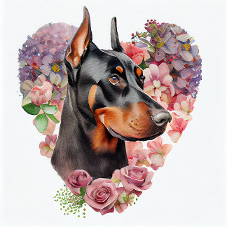Almofada Namorados Doberman Pinscher Dog