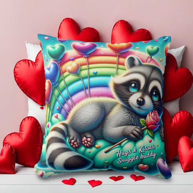 Almofada Namorados Rainbow Rosa Raccoon (Criador carregado)