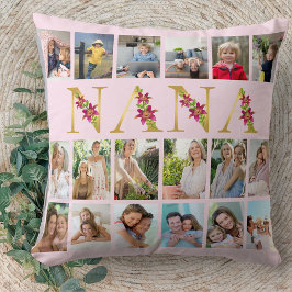 Almofada Nana Floral Letters 18 Vertical Photo Collage Pink