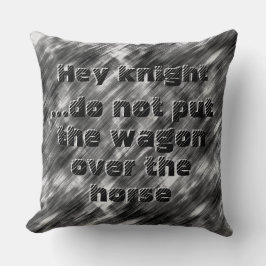 Almofada Não coloque o vagão acima do cavalo - preto e bran