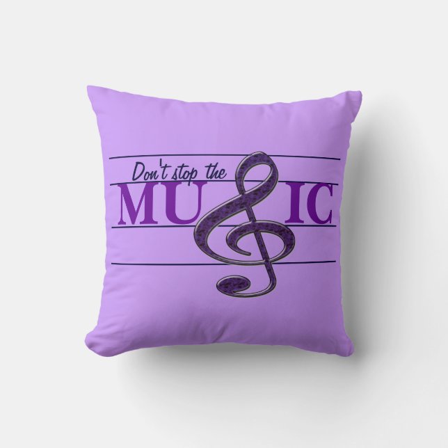 Almofada Não pare o travesseiro decorativo roxo da música (Frente)