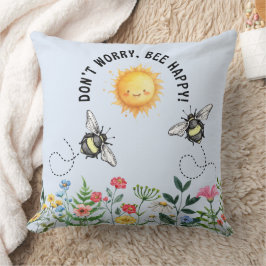 Almofada Não se preocupe, Bee Happy Inspirational Travessei