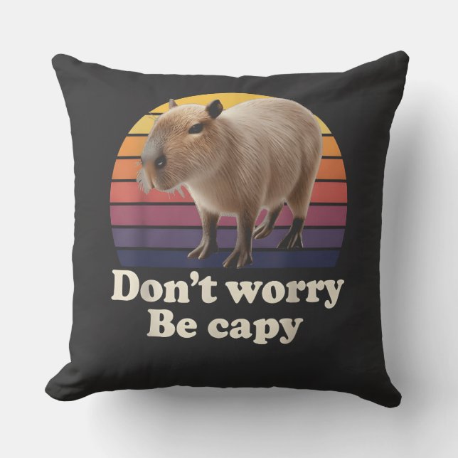 Almofada Não se preocupe seja capivara fofo Design de pun c (Frente)