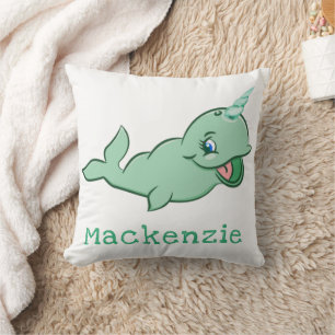 Almofada Narval Verde Personalizado Chibi Cartoon Cute Mi