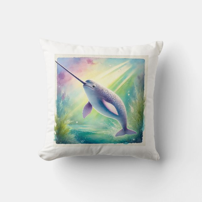 Almofada Narwhal in the Deep 110924AREF142 - Watercolor (Frente)