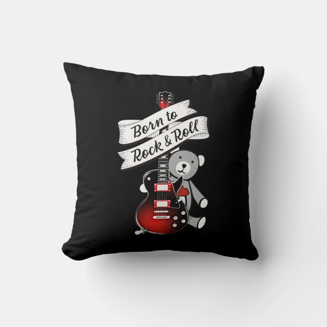 Almofada Nascer para Rock and Roll Baby Bear Kids Guitar Mu (Frente)