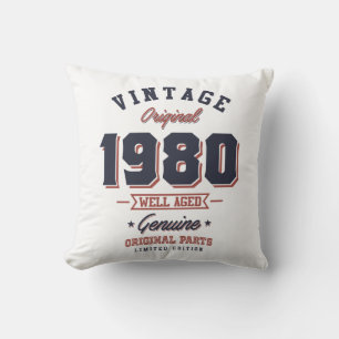 Almofada Nascer Vintage 1980 em 1980 Presente de Aniversári