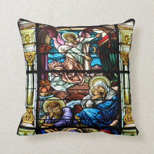 Almofada Nascimento da janela de vitral de Jesus