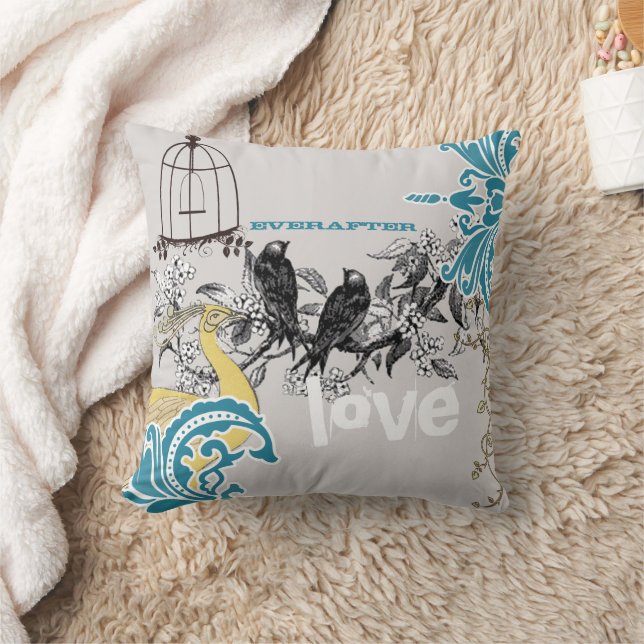 Almofada Nascimento de Peacock, Cinza Amarelo-Bride-Teal (Cobertor)