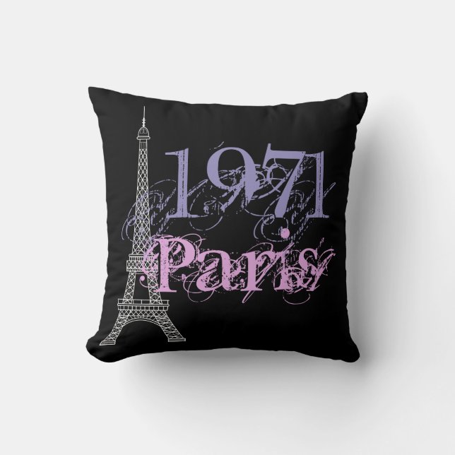 Almofada Nascimento em Torre Eiffel, Púrpura, Rosa-Chic, An (Frente)