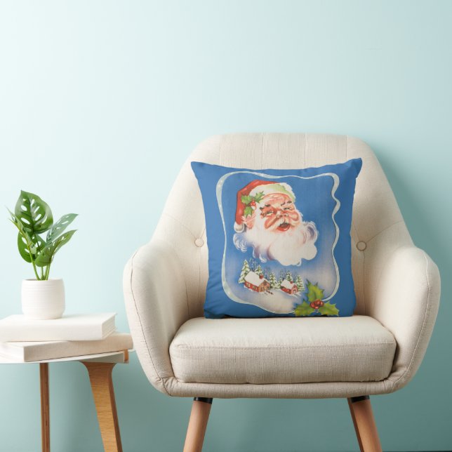 Almofada Natais vintages, Retro Jolly Santa Claus (Cadeira)