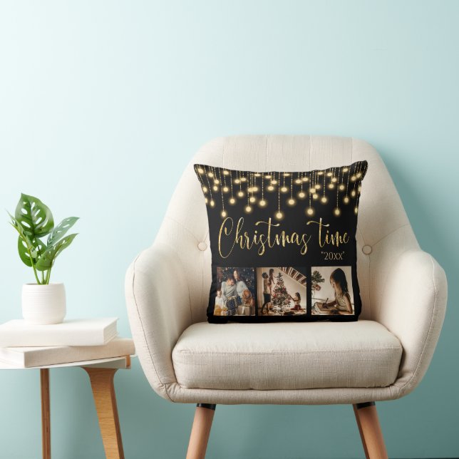 Almofada Natal 3 Fotografia Colagem Ruspítica de Cordas (Cadeira)