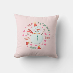 Almofada Natal Abraço Beijos Adoram Beijos Rosa