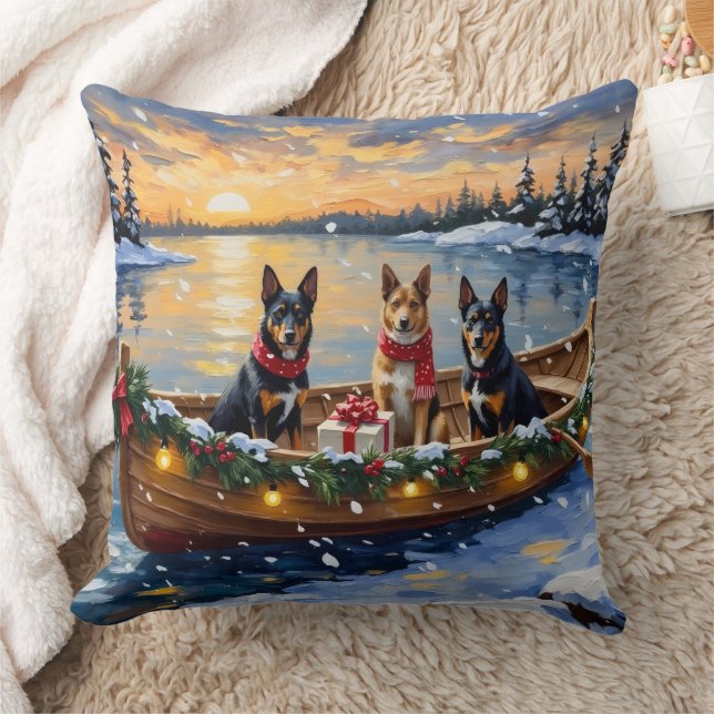Almofada Natal Belga Malinois Em Barco No Feriado (Cobertor)