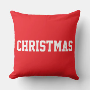 Almofada NATAL Branco Texto em Negrito Sobre Vermelho Brilh