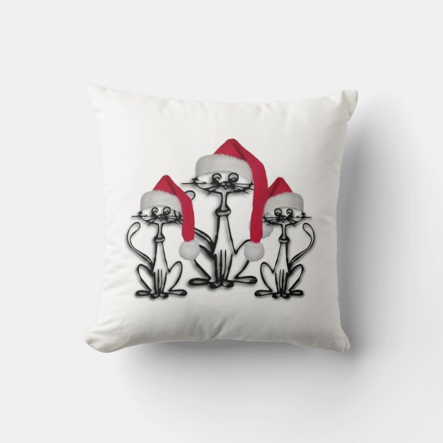 Almofada Natal Caroling Cats Joyous Divertido (Frente)