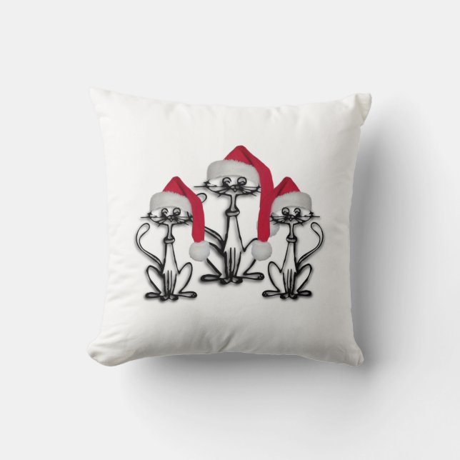 Almofada Natal Caroling Cats Joyous Divertido (Frente)
