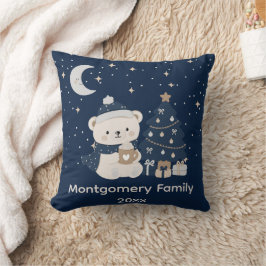 Almofada Natal Customizado Meia-Noite | Azul-Marinho, Prata