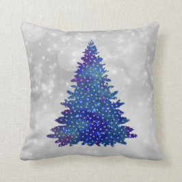 Almofada Natal da Árvore Glitter de Prata Azul Trendy