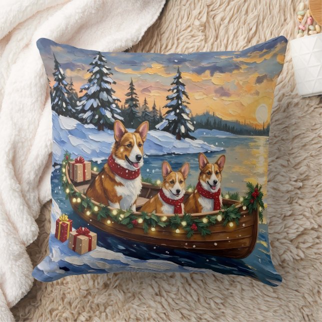 Almofada Natal de barco do Corgi (Cobertor)