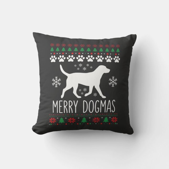Almofada Natal de Cachorro Vetor de Dogmas Alegres (Frente)