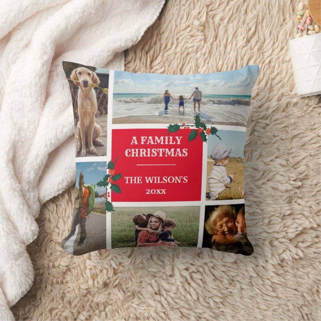 Almofada Natal de Colagem Personalizada da Família 6 Fotogr (Cobertor)