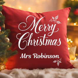 Almofada Natal de Feliz Feliz Personalizável com Script Bra