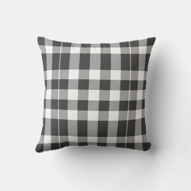 Almofada Natal de Gingham Negro e Branco (Verso)