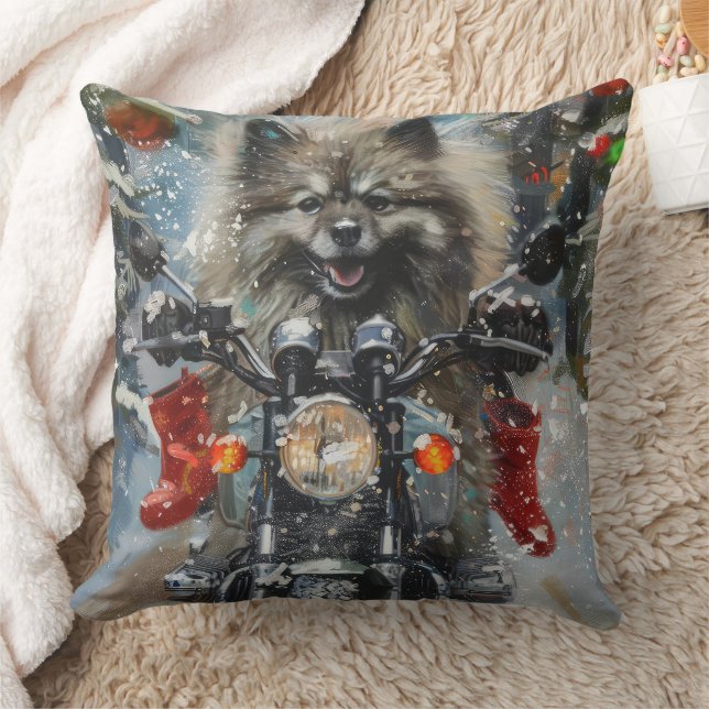 Almofada Natal de Motocicleta de Keeshond (Cobertor)