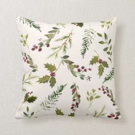 Almofada Natal do Elegante Winter Holly Berry Greenery