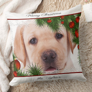 Almofada Natal do laboratório amarelo - Puppy Labrador per