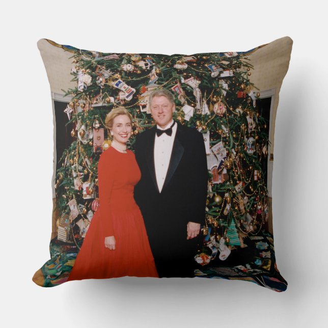 Almofada Natal do Presidente dos EUA Bill Clinton & Hillary (Frente)
