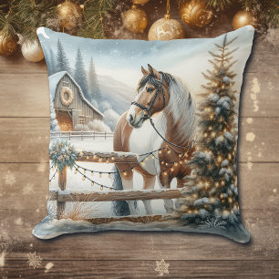 Almofada Natal e Cavalo Branco Festivo