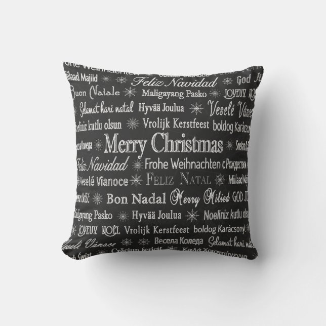 Almofada Natal em torno da tipografia mundial (Frente)