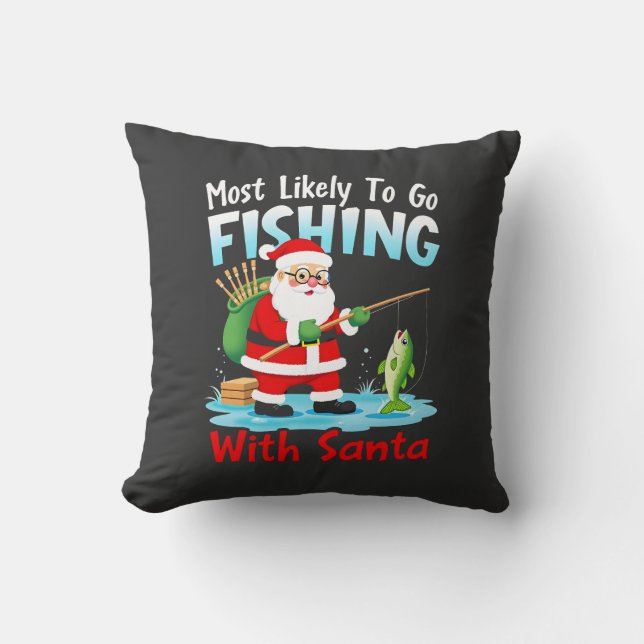 Almofada Natal Feliz Natal Para Presente de Pesca Papai Noe (Frente)