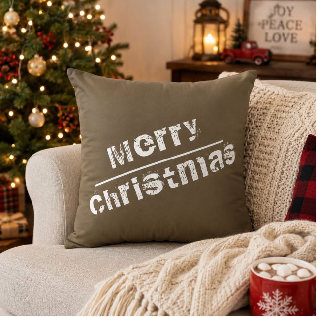 Almofada Natal Feriado Feliz Natal Moderno Cinza (Criador carregado)