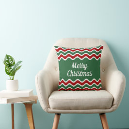 Almofada Natal Festivo Verde Listras Vermelhas