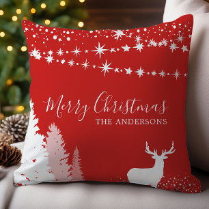 Almofada Natal Floresta de Inverno Veado Vermelho Família