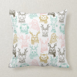 Almofada Natal gravado moderno dos animais da floresta do