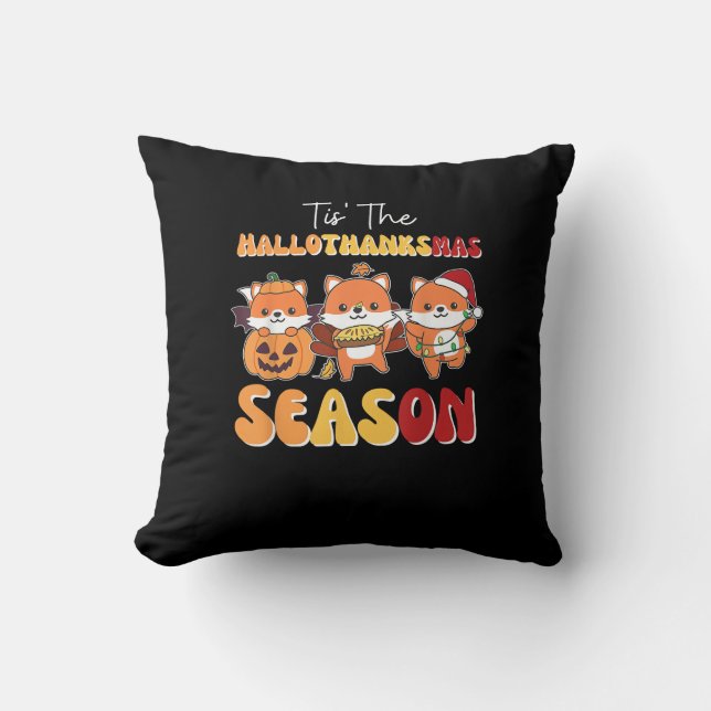 Almofada Natal Halloween Esta É A Época De Hallothanksmas (Frente)